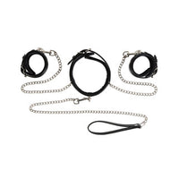 black neck to wrist restraint set on white background