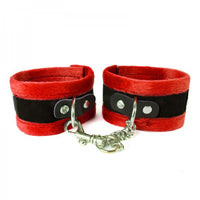 soft plush handcuffs in red & black