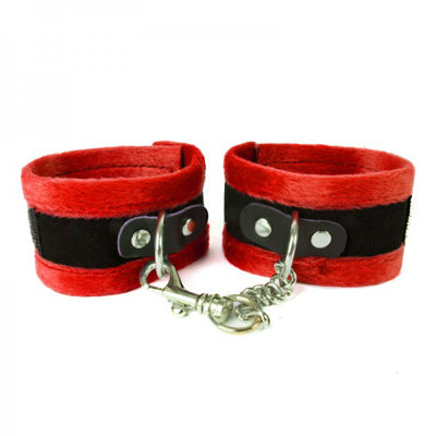 soft plush handcuffs in red & black