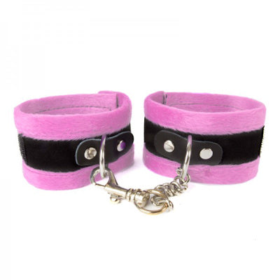 soft plush handcuffs in pink & black