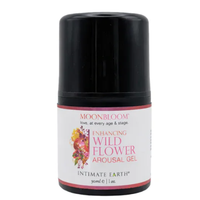 Intimate Earth Wild Flower Arousal Gel container with black cap on a white background