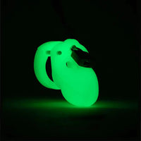 glow in the dark chasity cage with black pad lock