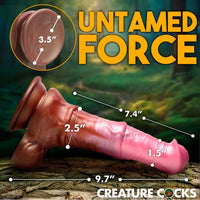 Multi colored centaur dildo with suction cup measurement photo.