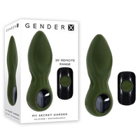 army green tapered vibrating anal plug with wireless remote