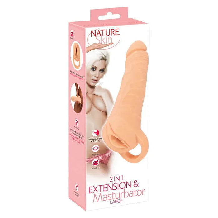 beige penis extension and vagina masturbator all in one