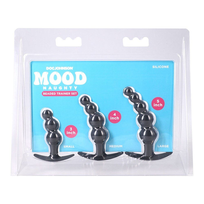 Packaged set of Doc Johnson Mood Naughty beaded trainer toys with sizes 3