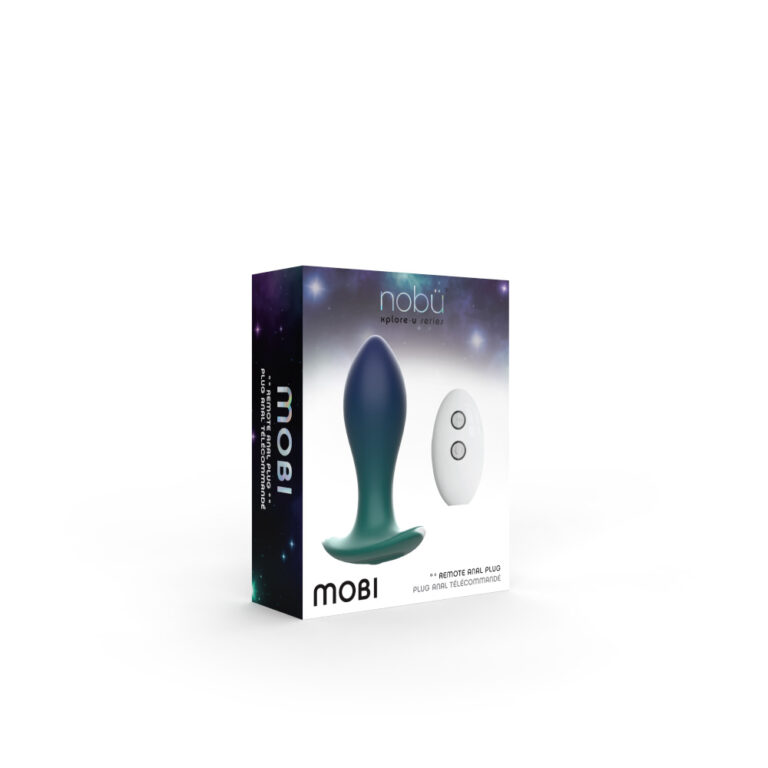 blue & green anal plug with remote on box packaging