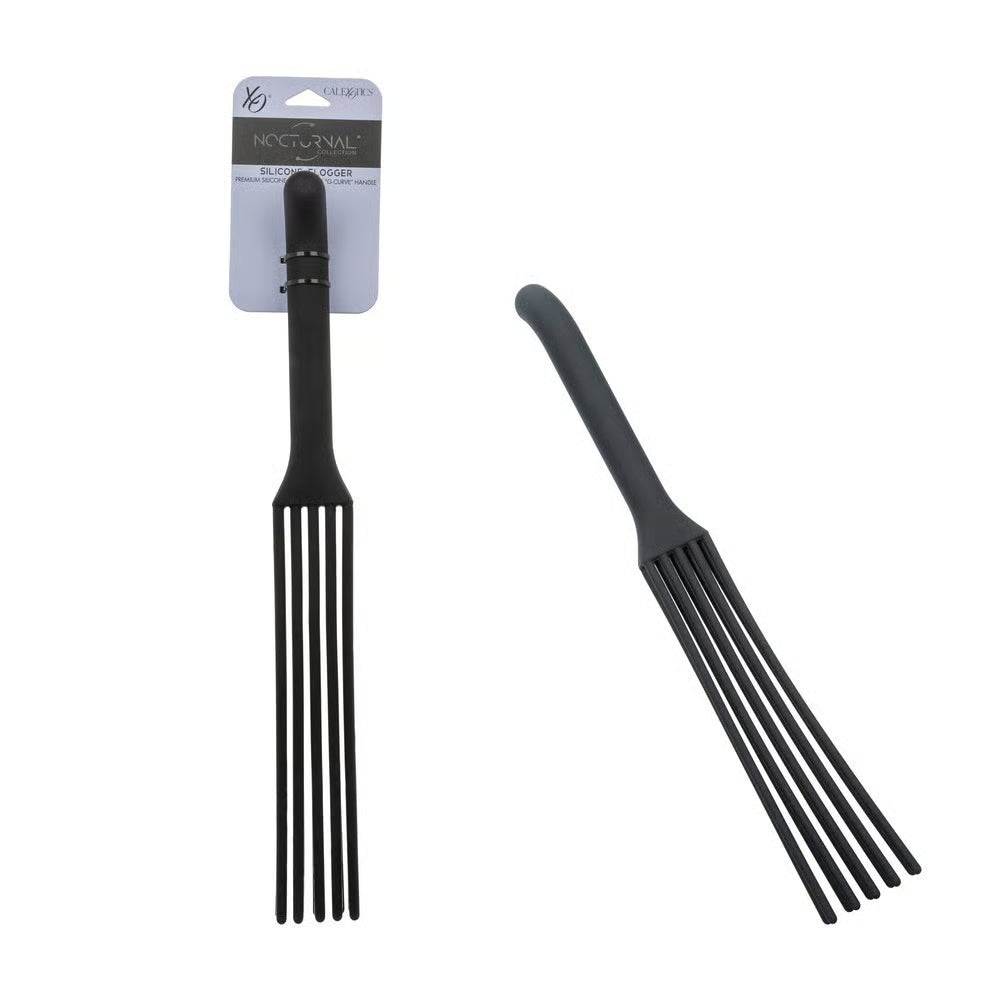 black silicone flogger with strands