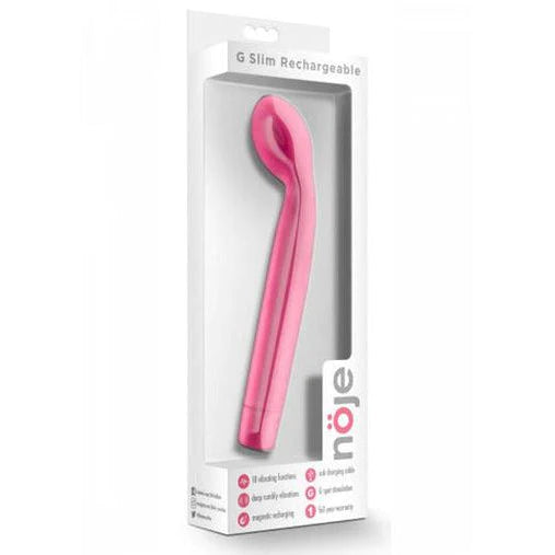 pink g spot vibrator with an egg shaped tip in its white display box