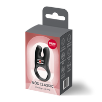 black cock ring with rabbit ears on box packaging