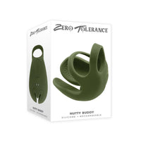 green cock ring with vibrating ball sack on box packaging