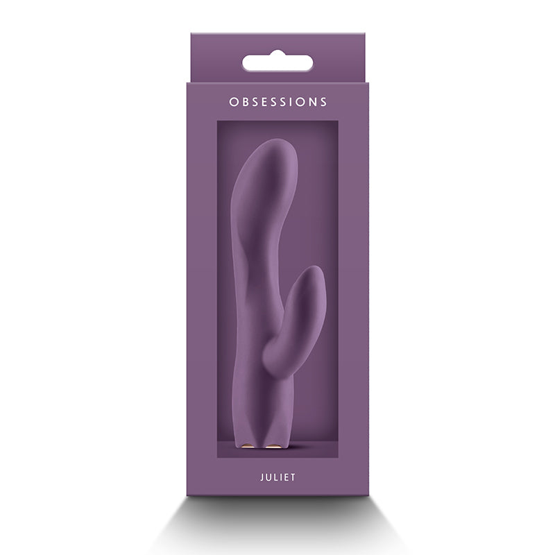 Purple vibrator in a 'Obsessions' packaging with 'Juliet' branding on a white background