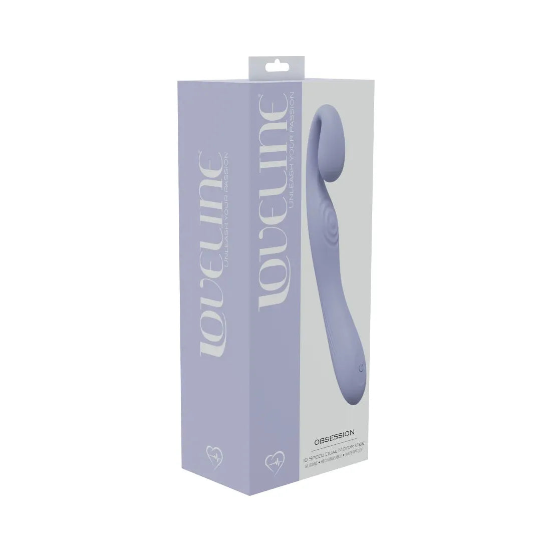 u shaped hook on top of vibrator on box cover purple