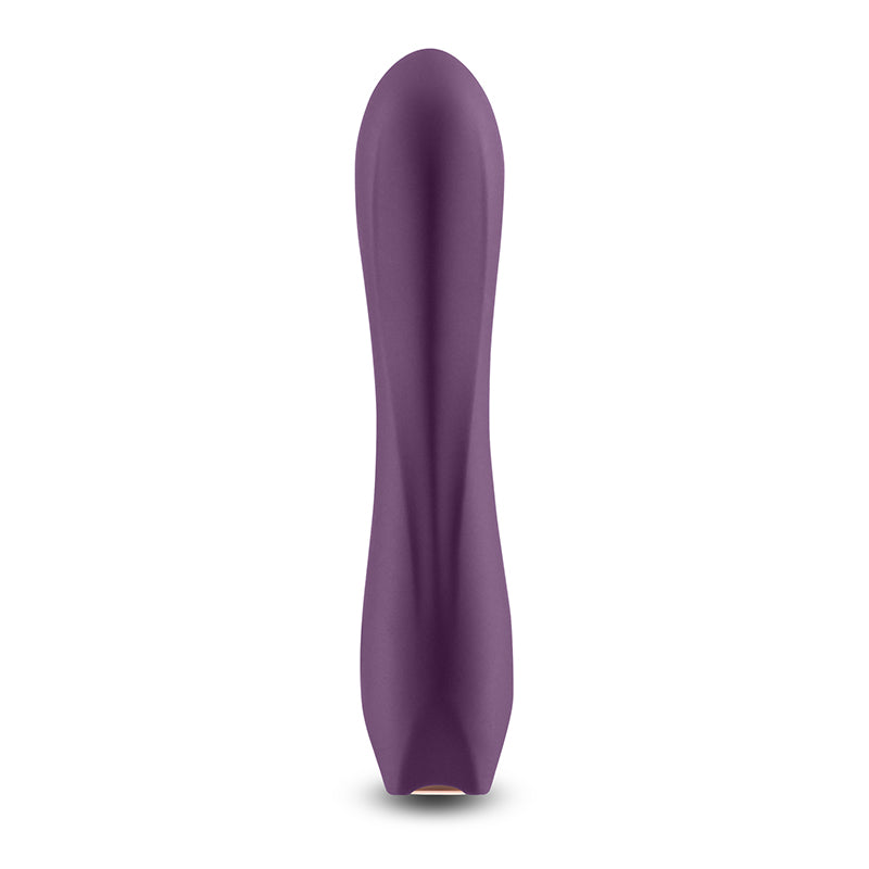 Purple handheld romeo vibrator on a white background
