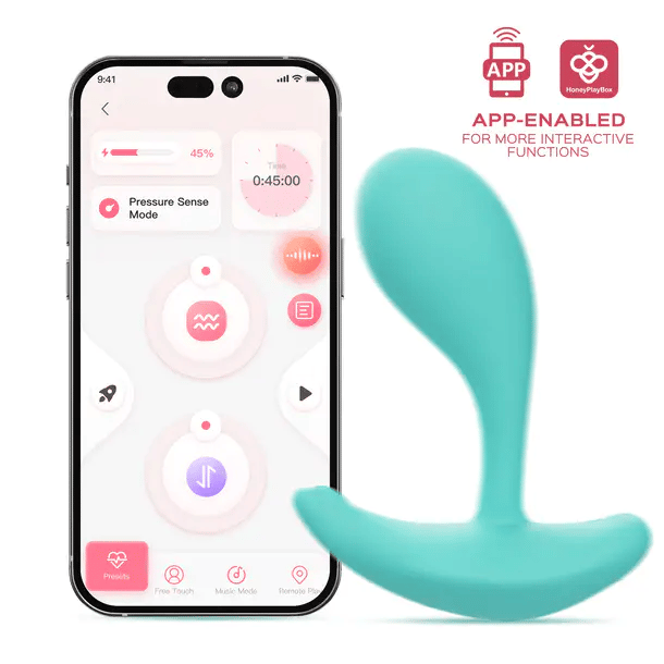 curved tip vibrator with bottom base for clitoral stimulation with phone app