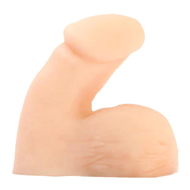 a small beige flaccid penis shaped dildo with balls 