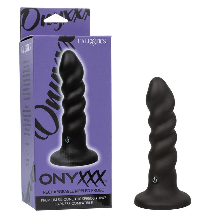 Black spiral probe with packaging labeled 'ONYXXX' on a white background