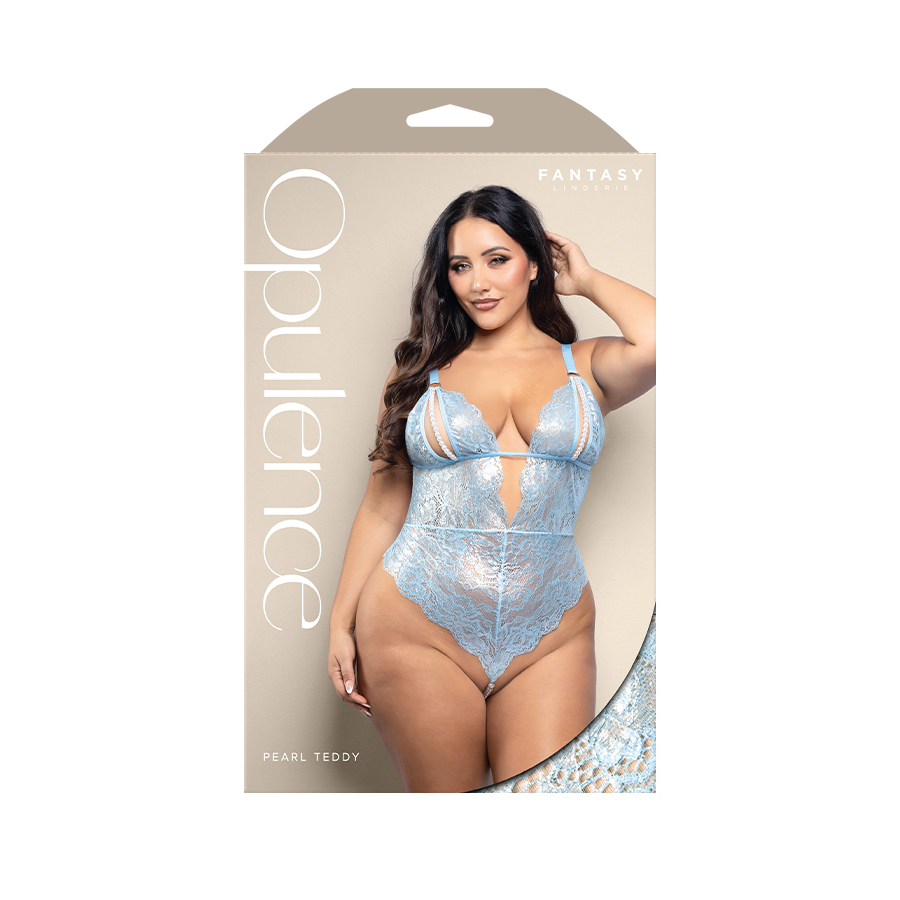 Blue opulence pearl teddy queen size example photo inside pacakaging.