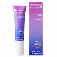 purple ombre tube of orgasm rainfall g spot stimulating gel beside box packaging