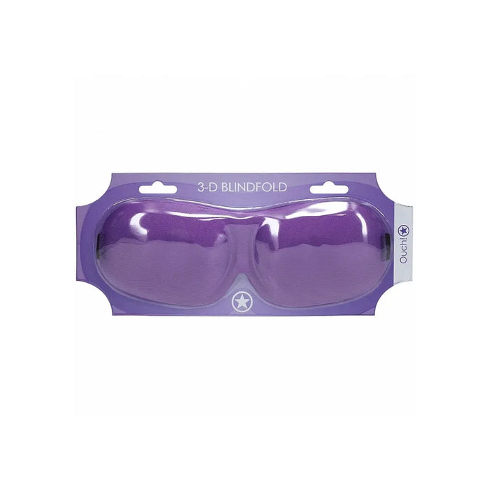 Purple 3D blindfold packaging on a white background