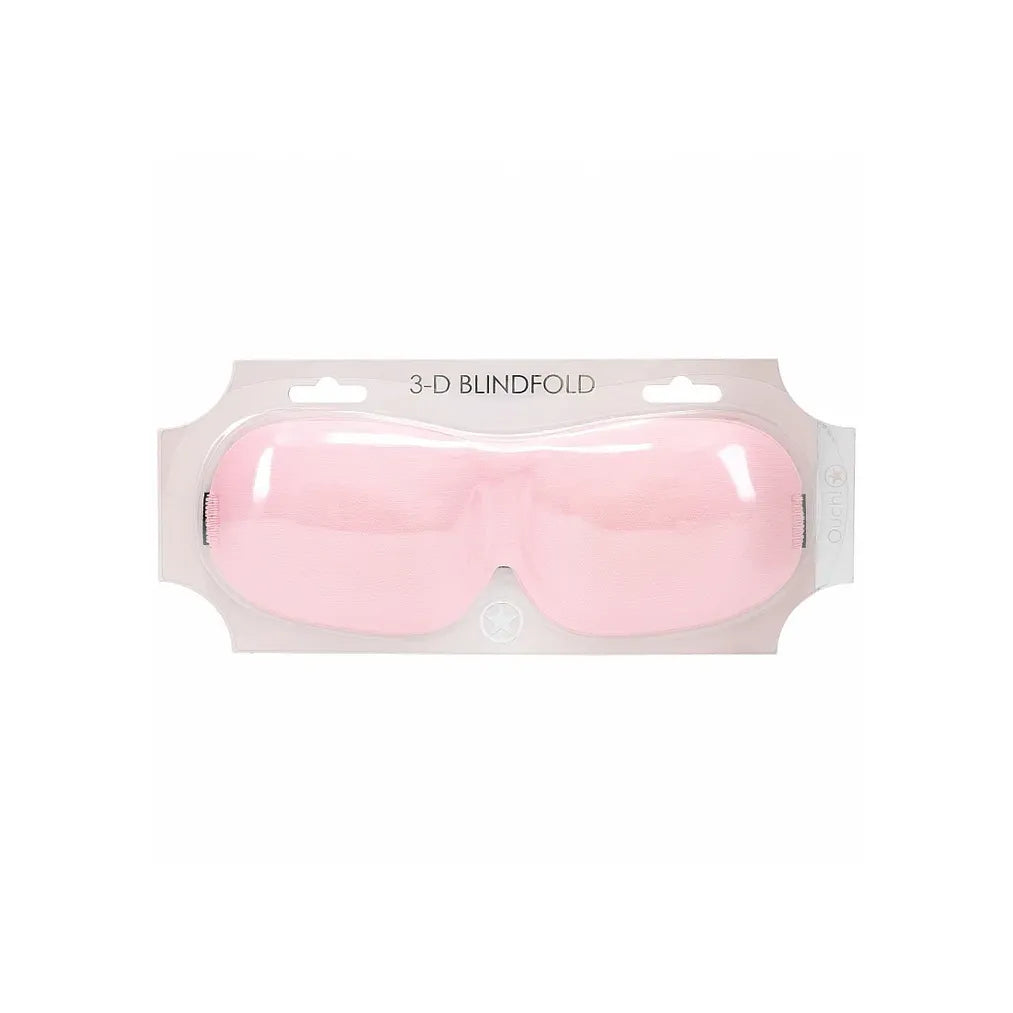 Pink 3D blindfold in packaging on a white background