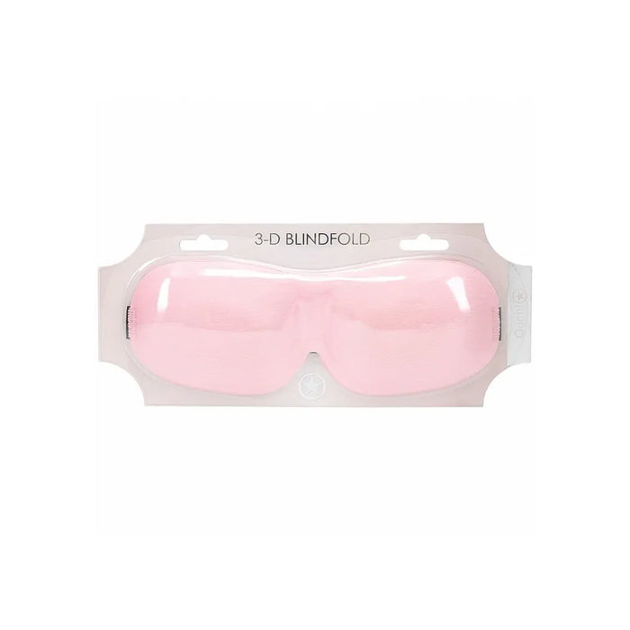 Pink 3D blindfold in packaging on a white background
