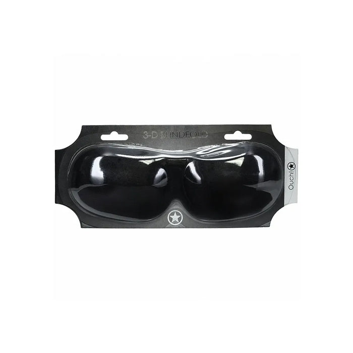 Black 3D blindfold in packaging on a white background