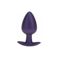 butt plug with wide top, tapered middle, bottom base in purple 