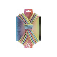 japanese bondage rope on carboard backing, rope displayed in the shape of an x . in pastel