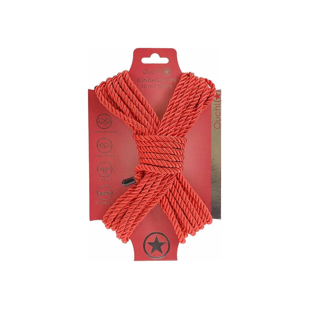 Red rope with packaging featuring a star logo on a white background