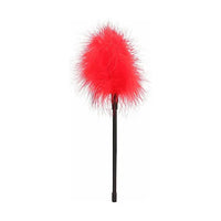 red feather tickler with black handle