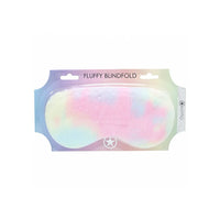 Fluffy blindfold packaging with pastel colors on a white background