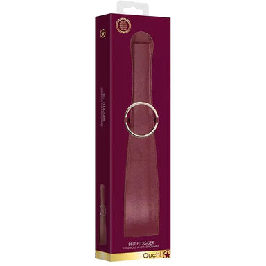 a burgundy box depicting a burgundy paddle that has a gold circle accent in the middle of it