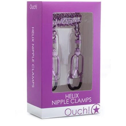 purple box with purple nipple clamps connnected by a purple chain inside