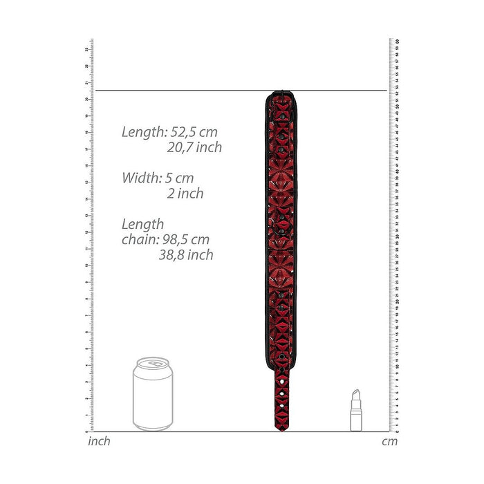 ouch luxury collar with leash with ruler  