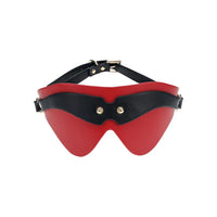 red and black leather blindfold