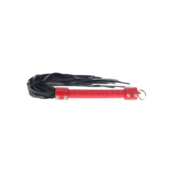 black whip with red handle