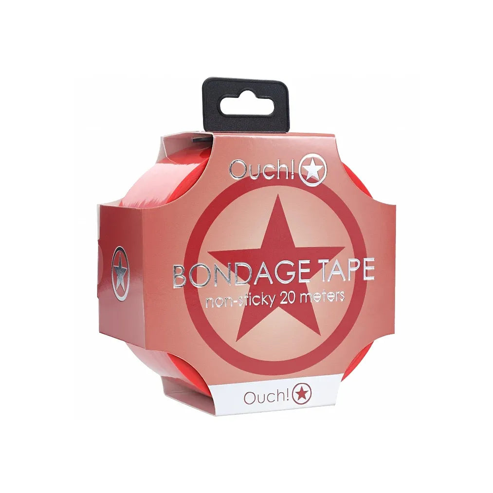 Packaging of Ouch! bondage tape with red star design on a white background