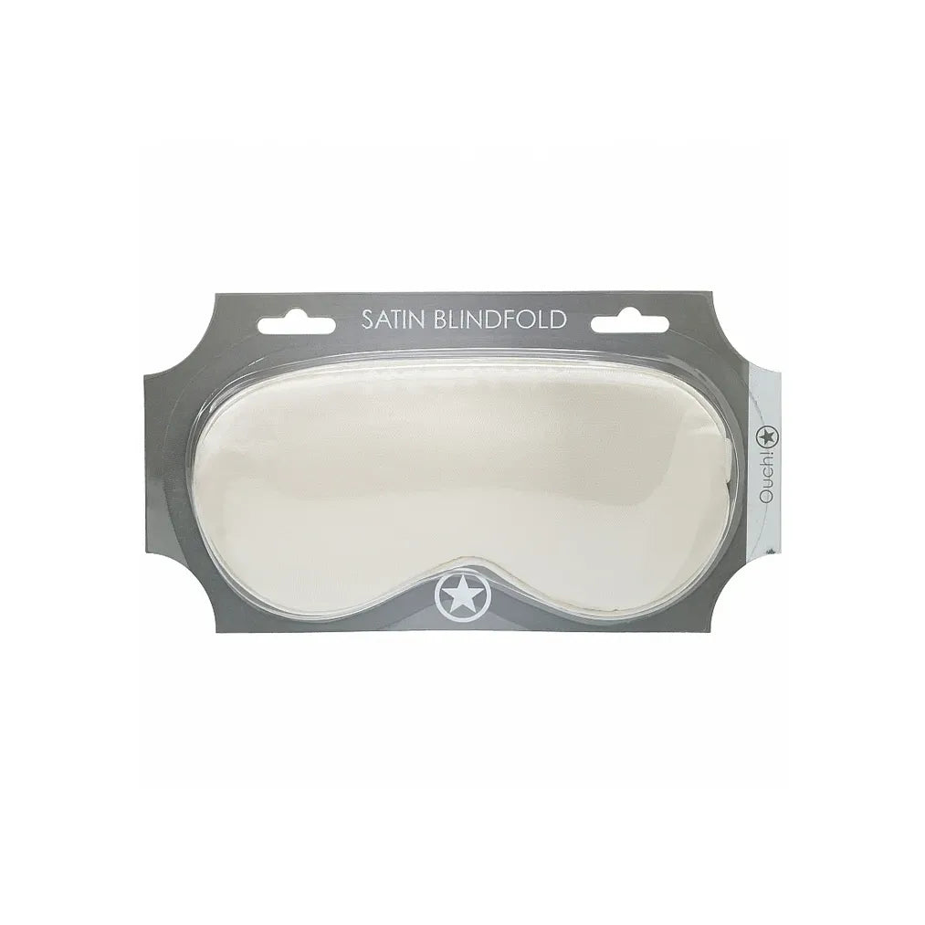 Satin blindfold in packaging with brand logo on a white background