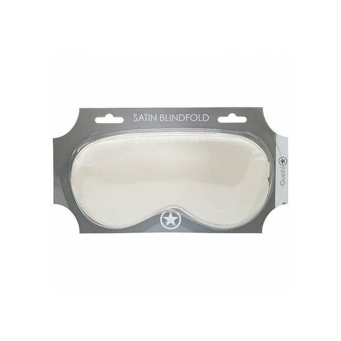 Satin blindfold in packaging with brand logo on a white background