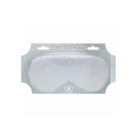 Clear sleep mask in a branded packaging on a white background