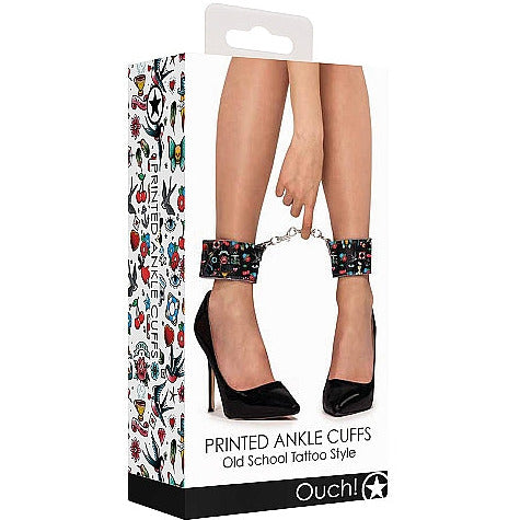 ouch tattoo printed ankle cuffs by shots source adult toys