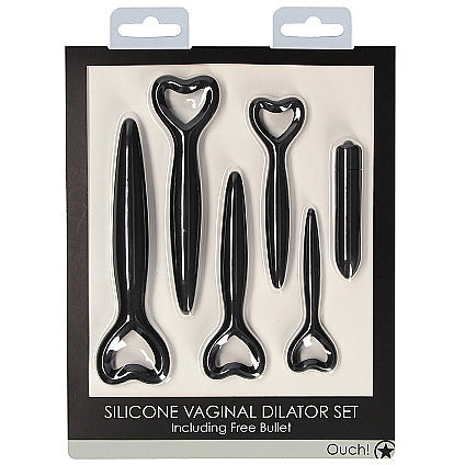 black package with 5 piece black dilator set with black bullet