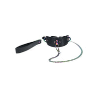 black thick collar with leash 