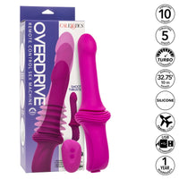 pink thrusting vibrator with remote control, middle ridged and handle