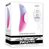 pink bottom with purple ombre top panty vibrator with remote control on box packaging