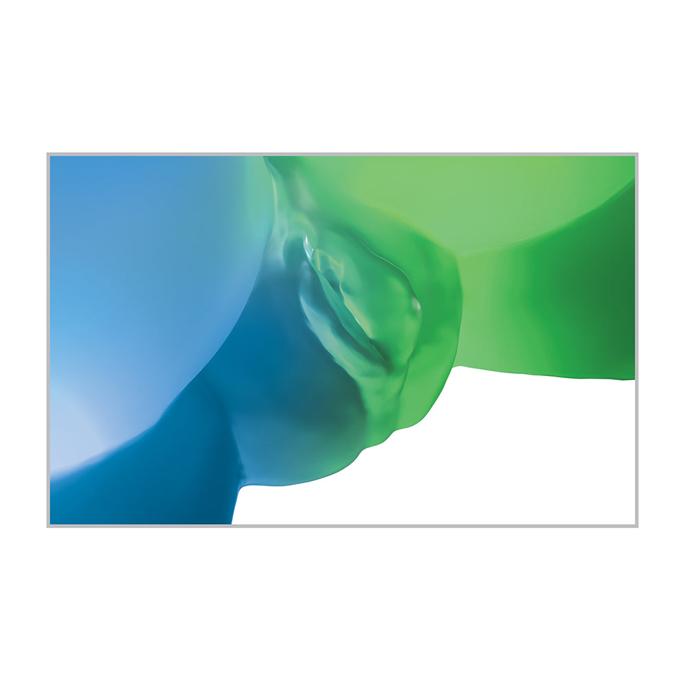 Vagina design with blue and green colors on a white background