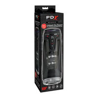 clear sleeve insert masturbator in black digital case with see thru window on box packaging