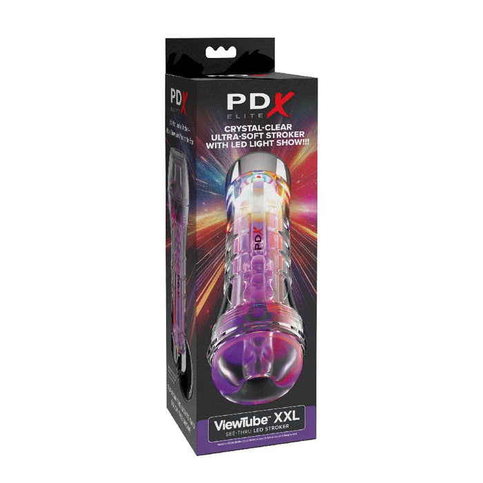 PDX Elite X Viewtube XXL masturbator packaging on a white background