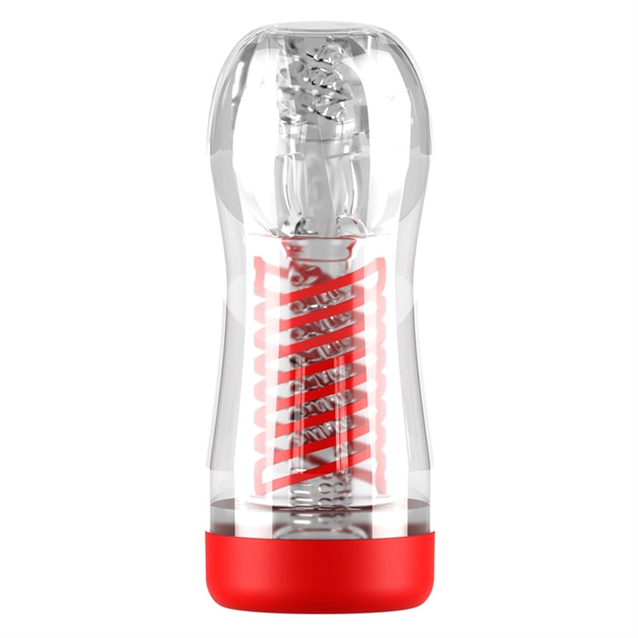 clear and red masturbator in clear case